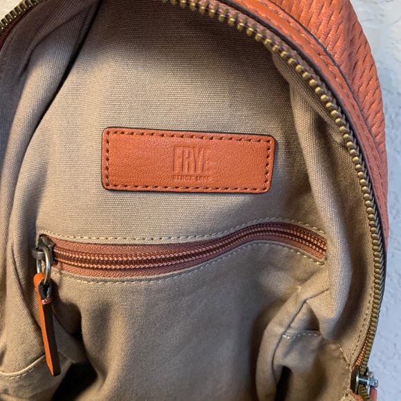 NWOT Frye Brown Leather Backpack - “Lena Zip” Collection - Picture 7 of 8